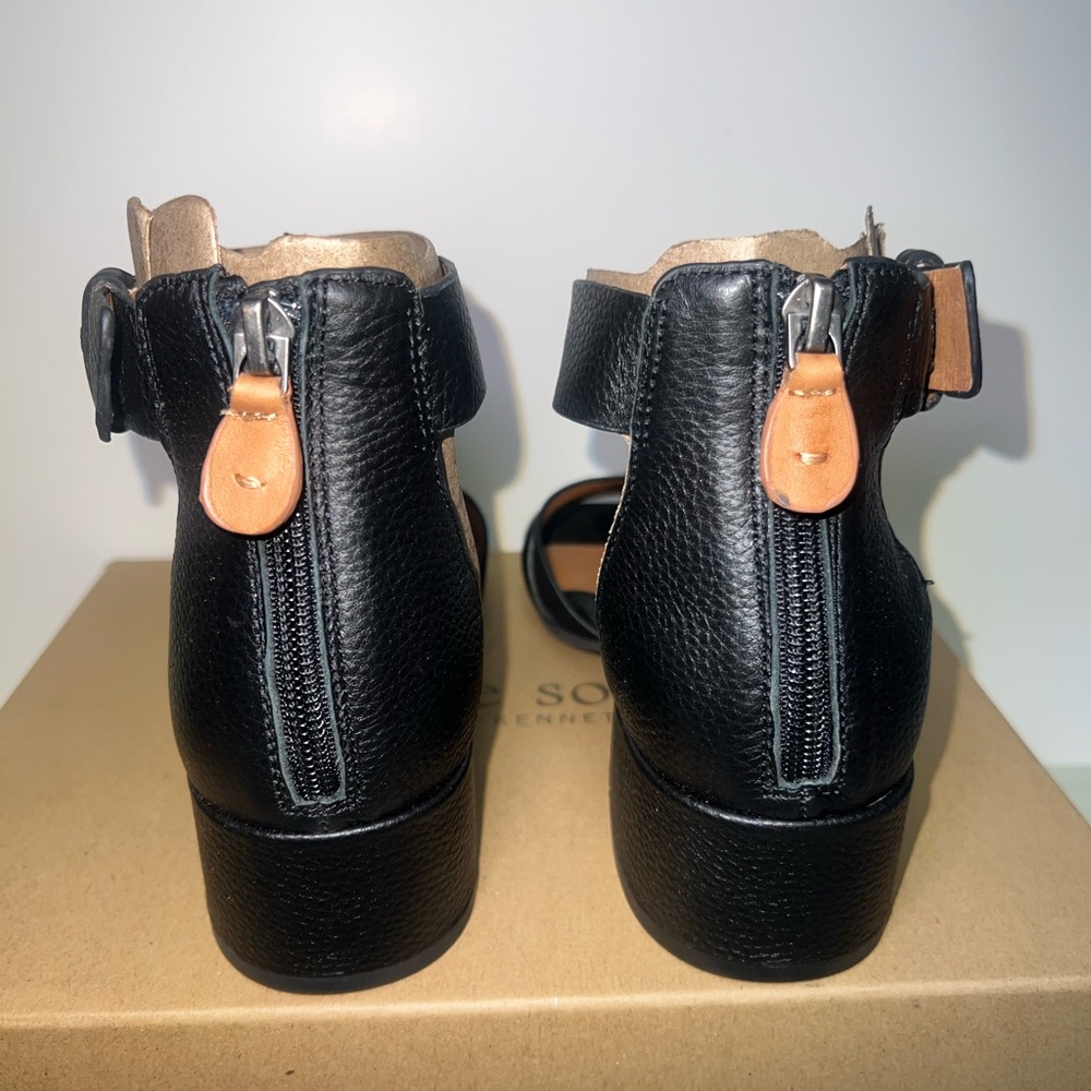 Kenneth Cole Gentle Souls Break My Park Black Leather Cut Out Sandals Women 7 - Picture 7 of 9